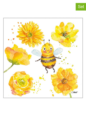 ppd 2er-Set: Servietten ''Hey Bee" in Gelb/ Weiß - 2x 20 Stück