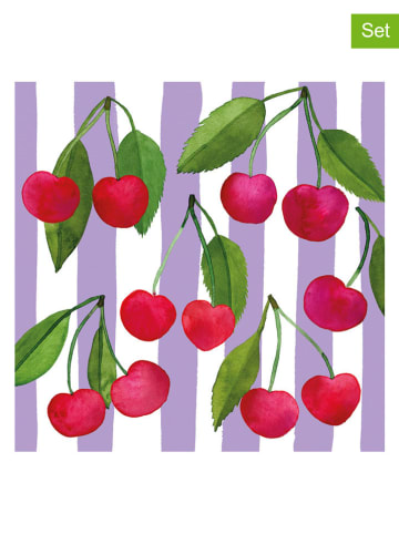 ppd Serwetki (40 szt.) "Cherry & Stripes" ze wzorem