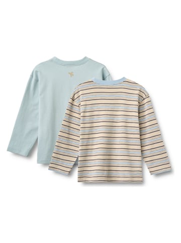 Wheat 2er-Set: Longsleeves "Johan" in Hellblau/ Beige