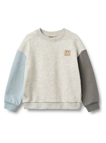 Wheat Sweatshirt "Lennon Badge" in Grau/ Hellblau