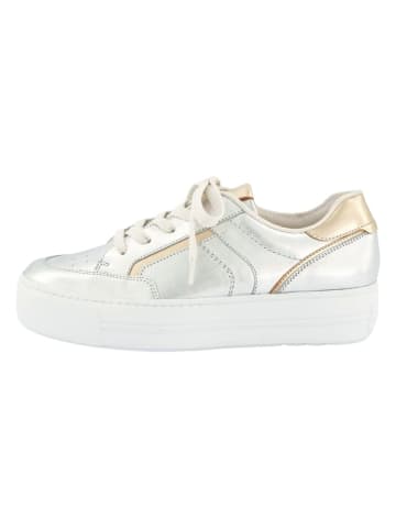 Paul Green Leder-Sneakers in Silber/ Gold