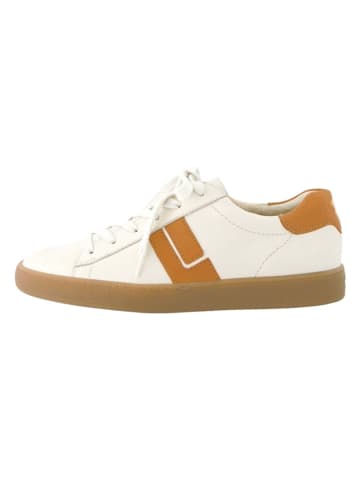 Paul Green Leren sneakers wit/lichtbruin