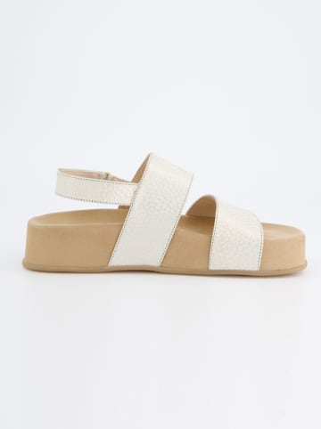 Paul Green Leder-Sandaletten in Creme