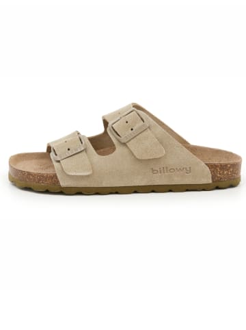 billowy Leder-Pantoletten in Beige