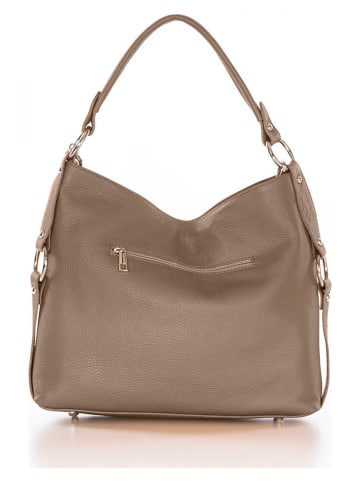 Mia Tomazzi Leder-Schultertasche "Castello" in Taupe - (B)35 x (H)29 x (T)12 cm