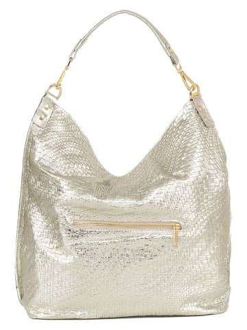 Mia Tomazzi Leren schoudertas "Belinzaghi" goudkleurig - (B)42 x (H)38 x (D)17 cm