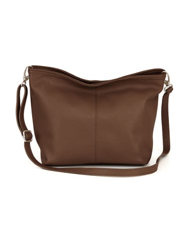 Mia Tomazzi Leren schoudertas "Trapani" bruin - (B)33 x (H)25 x (D)14 cm