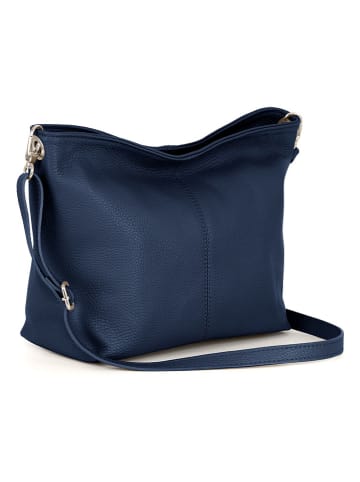 Mia Tomazzi Leren schoudertas "Trapani" donkerblauw - (B)33 x (H)25 x (D)14 cm