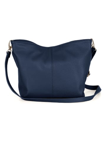 Mia Tomazzi Leren schoudertas "Trapani" donkerblauw - (B)33 x (H)25 x (D)14 cm