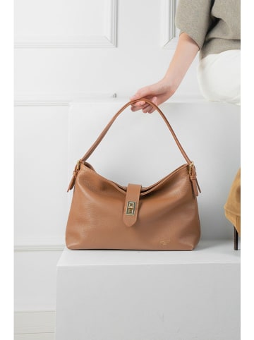Abaco Leder-Schultertasche "Ellad" in Hellbraun - (B)25 x (H)29 x (T)9 cm