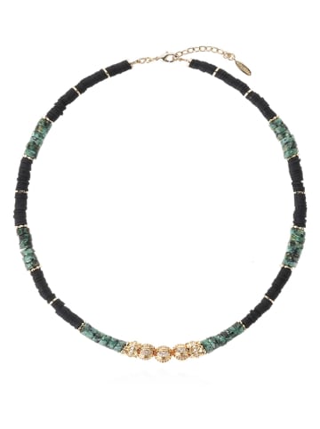 HIPANEMA Vergold. Halskette "Vinze" mit Edelsteinen - (L)42 cm