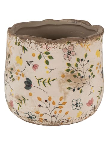 Clayre & Eef Bloempot crème/groen - (H)12 x Ø 14 cm
