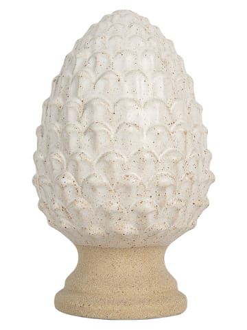 Clayre & Eef Dekoobjekt "Kiefernzapfen" in Weiß/ Beige - (H)15 x Ø 9 cm 
