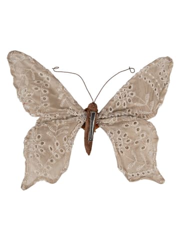 Clayre & Eef Decoratief object "Schmetterling" beige - (B)28 x (H)22 cm