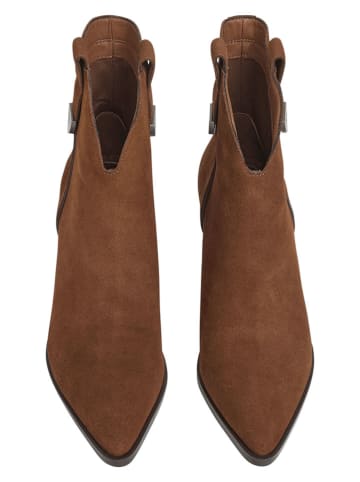 Pepe Jeans FOOTWEAR Skórzane kozaki w kolorze jasnobrązowym