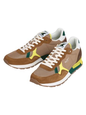 Pepe Jeans FOOTWEAR Leren hardloopschoenen lichtbruin