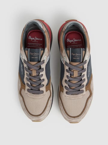 Pepe Jeans FOOTWEAR Skórzane sneakersy w kolorze beżowo-szarym