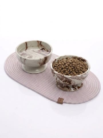 Paws&Whiskers Voerbak crème/bruin - (H)8 x Ø 15 cm