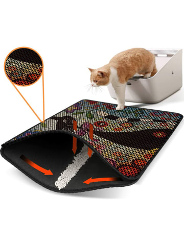 Paws&Whiskers Katzenstreumatte in Schwarz/ Bunt - (L)45 x (B)60 cm