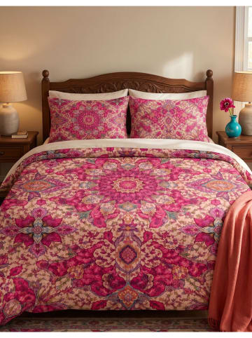 Colourful Cotton Beddengoedset "Chloe" roze/crème