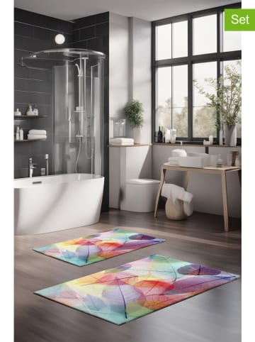 Colourful Cotton 2-delige set: badmatten lichtroze/paars/geel