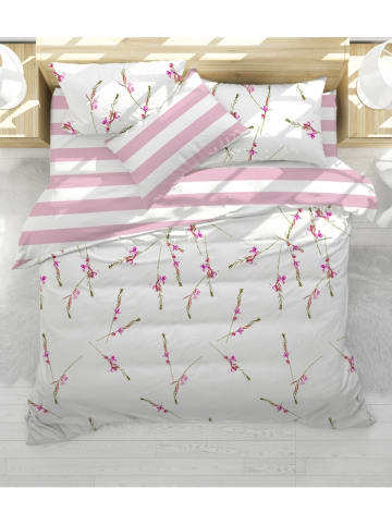 Colourful Cotton Renforcé beddengoedset "Feraye" wit/lichtroze