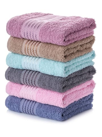 Colourful Cotton Ręczniki (6 szt.) "Figure" w różnych kolorach dla gości