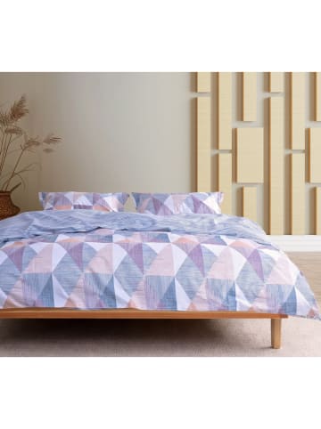 Colourful Cotton Renforcé beddengoedset "Triline" wit/beige/turquoise