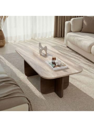 Evila Salontafel "Akira" beige/bruin - (B)120 x (H)41 x (D)60 cm