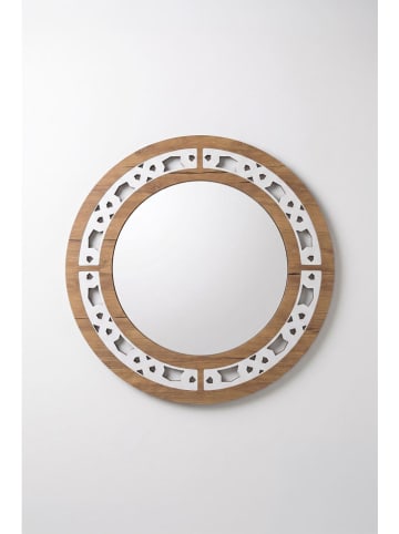 Evila Wandspiegel lichtbruin/wit - Ø 58 cm