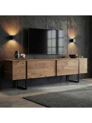 Evila TV-meubel "Onera" lichtbruin/zwart - (B)180 x (H)50 x (D)30 cm