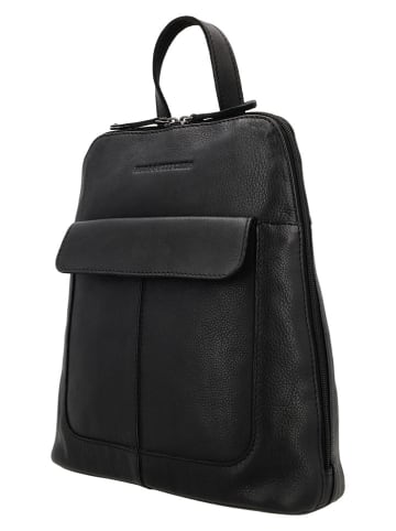 HIDE & STITCHES Leder-Rucksack in Schwarz - (B)28 x (H)28 x (T)9 cm