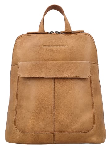 HIDE & STITCHES Leder-Rucksack in Hellbraun - (B)28 x (H)28 x (T)9 cm