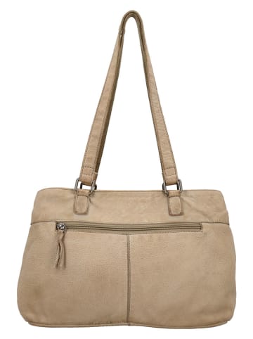 HIDE & STITCHES Leren schoudertas beige - (B)33 x (H)21 x (D)10 cm