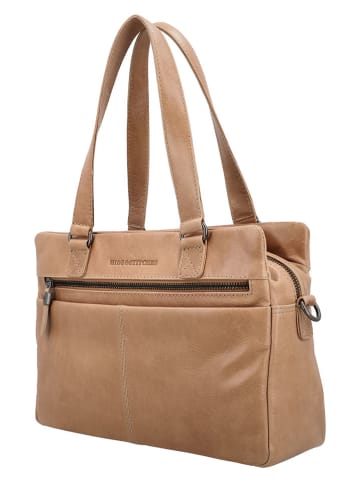 HIDE & STITCHES Leder-Schultertasche in Hellbraun - (B)30 x (H)22 x (T)10 cm