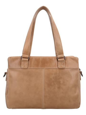 HIDE & STITCHES Leder-Schultertasche in Hellbraun - (B)30 x (H)22 x (T)10 cm