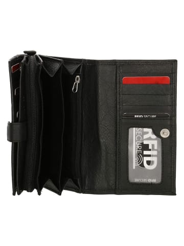 Beagles Leder-Geldbörse in Schwarz - (B)16 x (H)9 cm