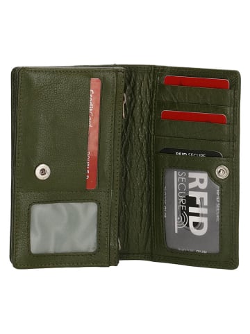 Beagles Leder-Geldbörse in Khaki - (B)16 x (H)9 cm