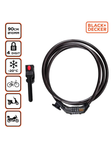 Black & Decker Kabel-Zahlenschloss in Schwarz - (L)90 cm