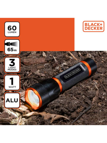 Black & Decker 1W-LED-Taschenlampe in Schwarz - (H)9,7 cm
