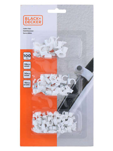 Black & Decker 2er-Set: Kabelclips in Weiß - 2x 100 Stück