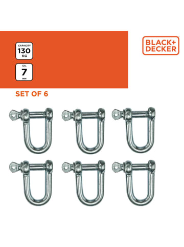 Black & Decker 6er-Set: Schäkelkarabiner in Silber