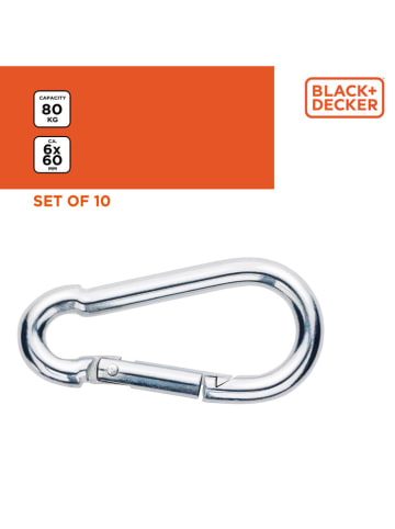 Black & Decker 10-delige set: karabijnhaken zilverkleurig