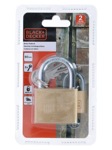 Black & Decker Kłódka 50 mm w kolorze złotym