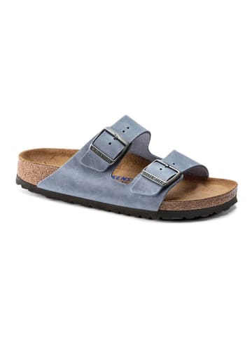 Birkenstock Leder-Pantoletten "Arizona" in Hellblau