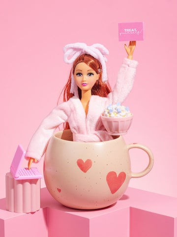 Egg Back Home Kubek jumbo "Cozy Hearts" w kolorze beżowym - 500 ml