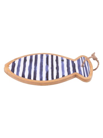 Villa d´Este Schneidebrett ''Ocean F.'' in Hellbraun/ Dunkelblau/ Weiß - (L)27,7 x (B)17 cm
