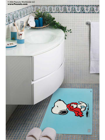 Trendy Kitchen by EXCÉLSA Dywanik łazienkowy "Peanuts" w kolorze turkusowo-czerwonym - 80 x 52 cm