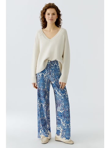Oui Broek blauw/crème