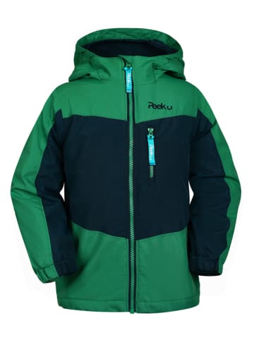 Peek U Leicht gefleecte-Regenjacke "Atlas" in Dunkelblau/ Grün